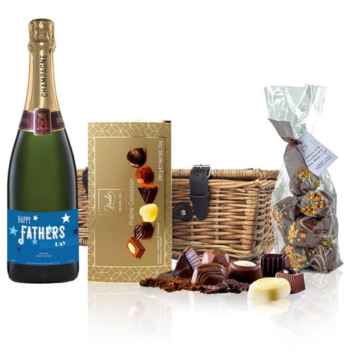 Personalised Champagne - Fathers Day Label And Chocolates Hamper